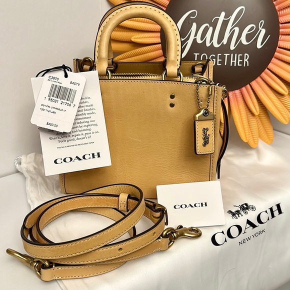 Coach Handbags - COACH ROGUE 17 NATURAL LEATHER TURMERIC ROOT PEACHY SHADE W/HANGTAG & STRAP NWT